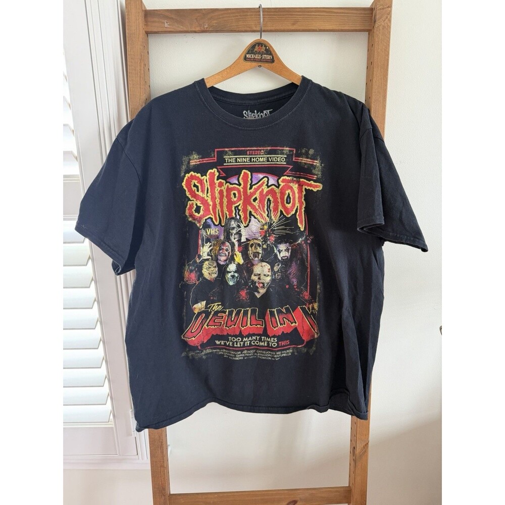 SLIPKNOT Black T-Shirt XL Devil In I VHS Metal Band Concert Amazing Back Hit!